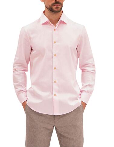 Camisa Florentino regular fit con tejido estructurado rosa