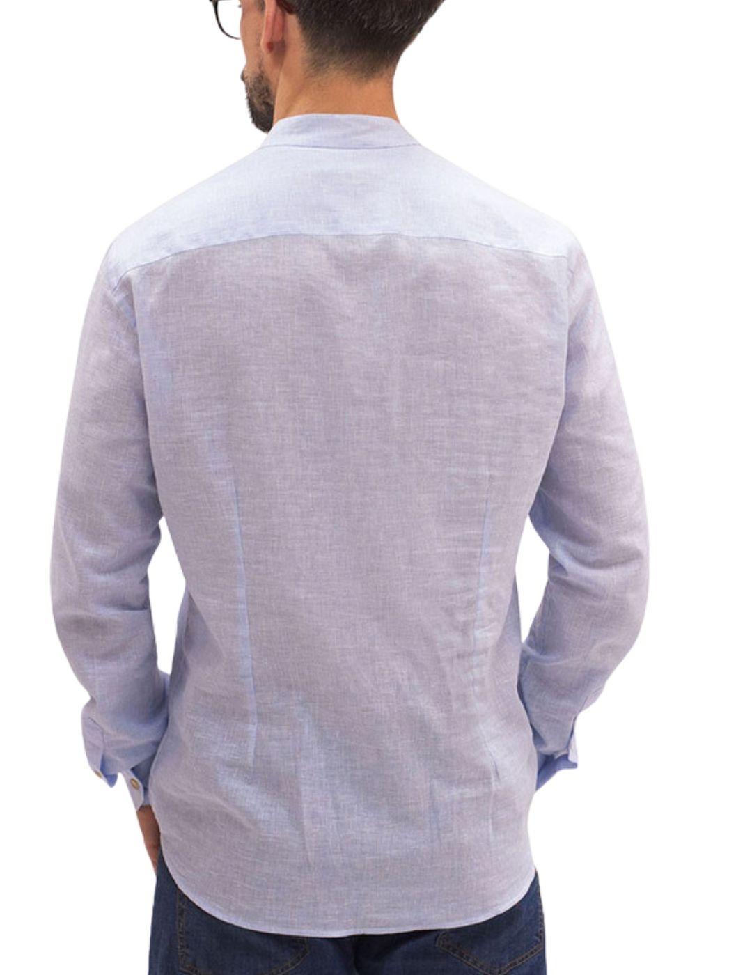Camisa Florentino con cuello mao y mezcla de lino de hombre