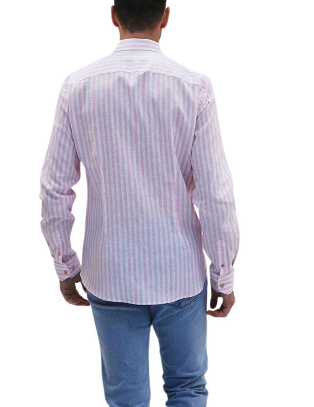 Camisa Florentino slim fit de lino con estampado a rayas