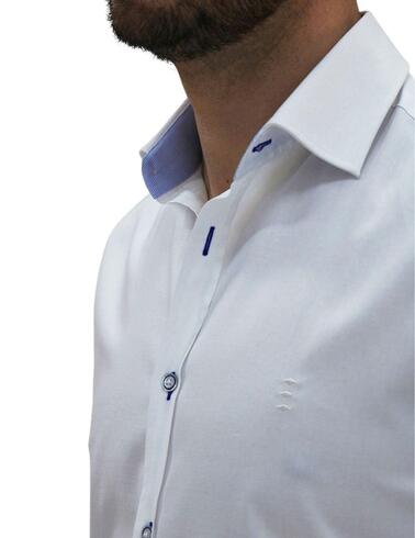 Camisa Florentino slim fit con detalles contrastados blanca