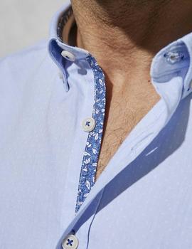 Camisa Florentino celeste grabada slim fit manga larga