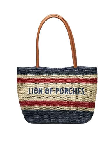 Bolso Lion of Porches de rafia tricolor