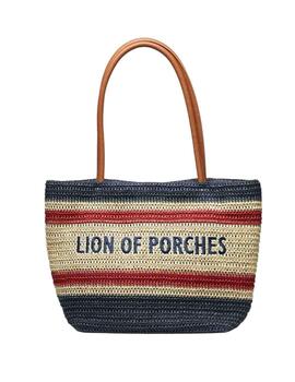Bolso Lion of Porches de rafia tricolor