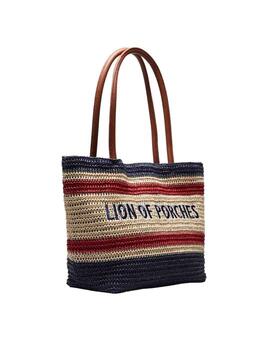 Bolso Lion of Porches de rafia tricolor