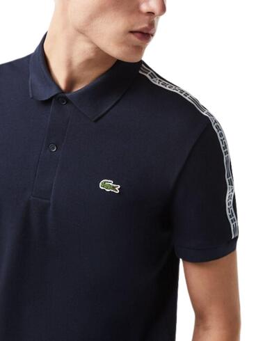 Polo Lacoste de piqué para hombre con raya en el hombro