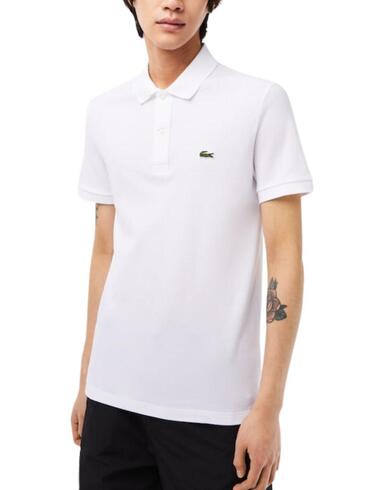 Polo Lacoste L1212 slim fit blanco  manga corta para hombre