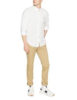 Camisa Polo Ralph Lauren de popelín blanca slim fit
