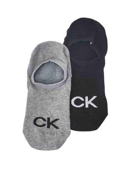 Calcetín invisible Calvin Klein 2-pack gris y negro