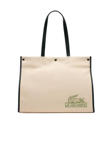 Bolso Lacoste de lona biege con correas de piel