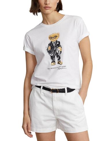 Camiseta Polo Ralph Lauren Polo Bear color blanco de mujer