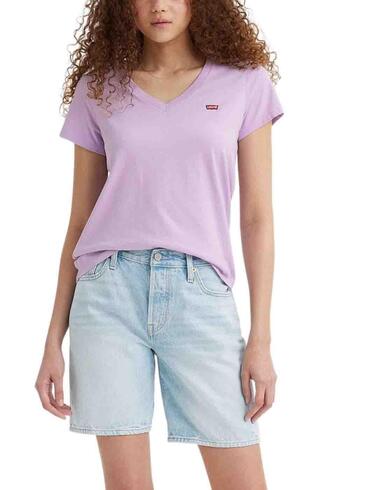 Camiseta Levi's® Perfect V-Neck Tee Purple Rose de mujer