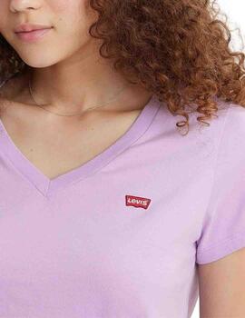 Camiseta Levi's® Perfect V-Neck Tee Caviar de mujer malva