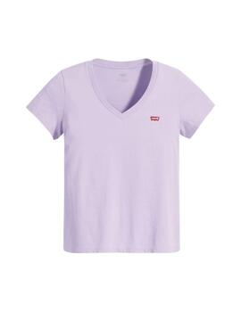 Camiseta Levi's® Perfect V-Neck Tee Caviar de mujer malva