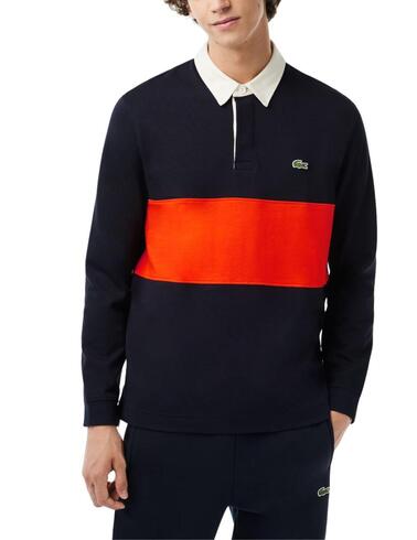 Polo Lacoste de algodón color block estilo rugby de hombre