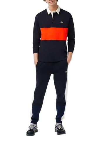 Polo Lacoste de algodón color block estilo rugby de hombre