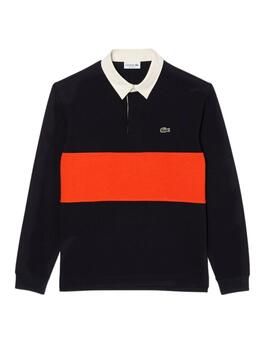 Polo Lacoste de algodón color block estilo rugby de hombre