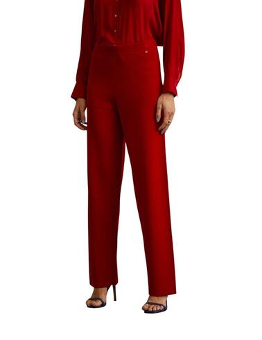 Pantalón Lion of Porches de punto recto de mujer rojo