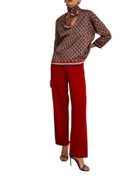 Pantalón Lion of Porches de punto recto de mujer rojo