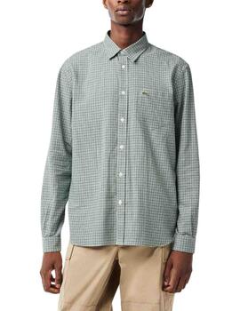 Camisa Lacoste de manga larga regular fit a cuadros verdes
