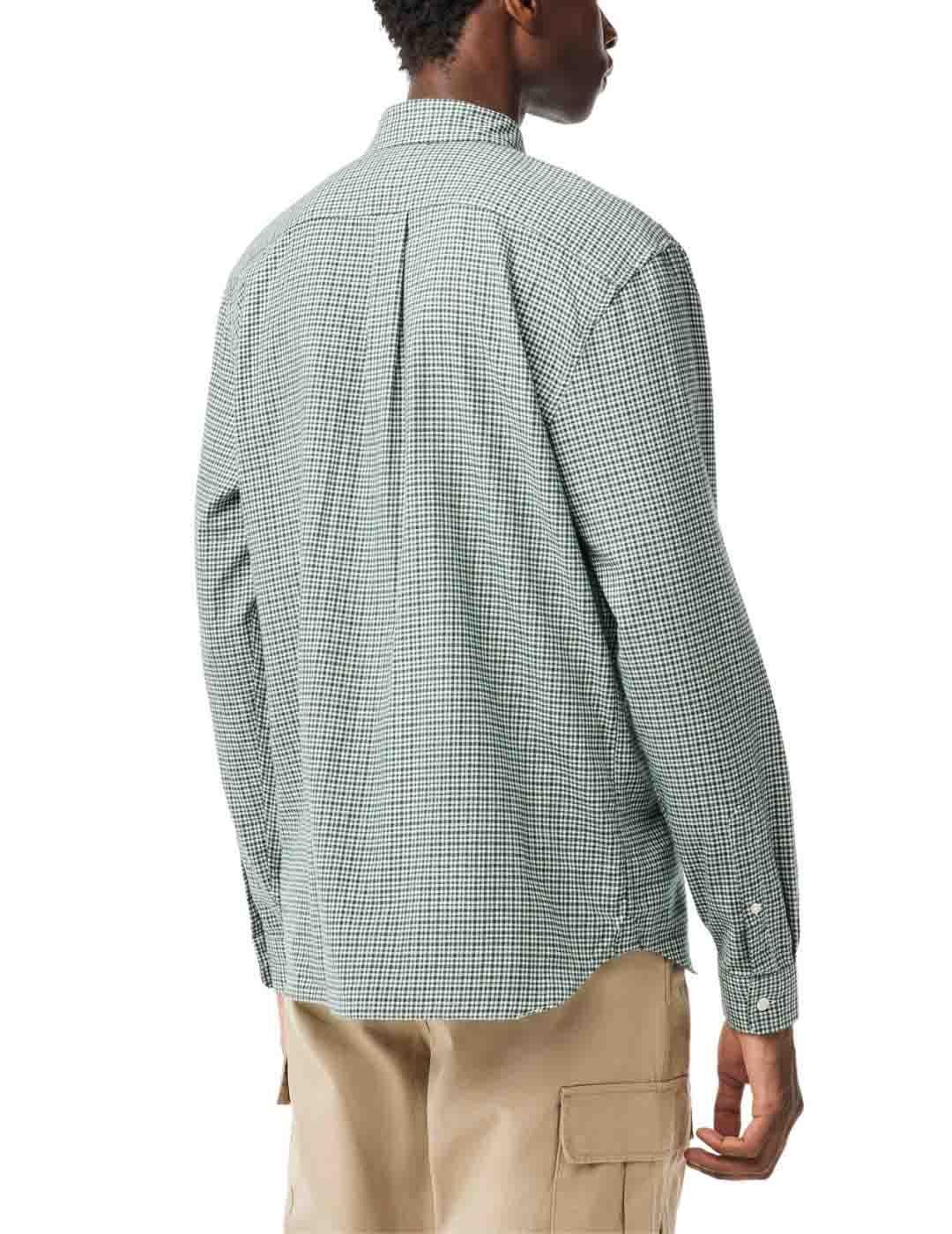 Camisa Lacoste de manga larga regular fit a cuadros verdes