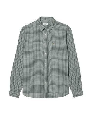 Camisa Lacoste de manga larga regular fit a cuadros verdes