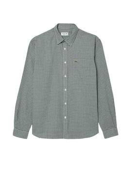 Camisa Lacoste de manga larga regular fit a cuadros verdes