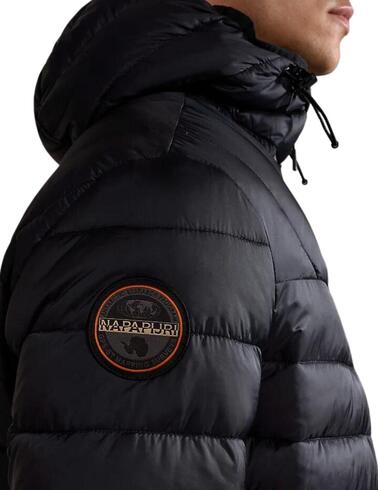 Chaqueta acolchada Napapijri con capucha negra para hombre