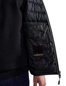 Chaqueta acolchada Napapijri con capucha negra para hombre