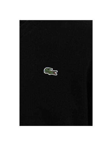 Jersey Lacoste de lana con cuello en V negro de hombre
