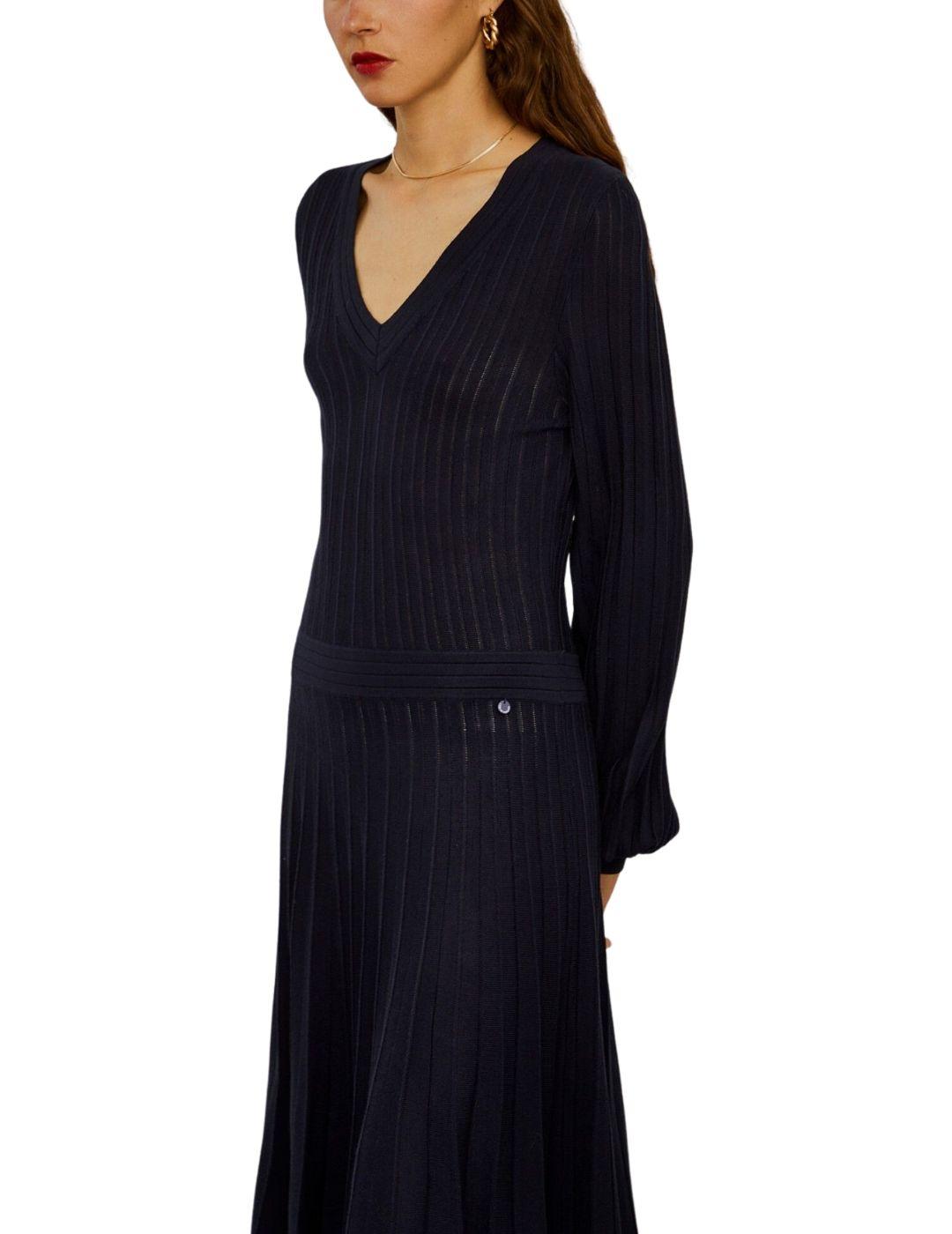 Vestido midi Lion of Porches de punto azul marino