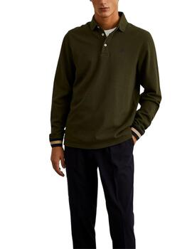 Polo Lion of Porches de manga larga verde para hombre