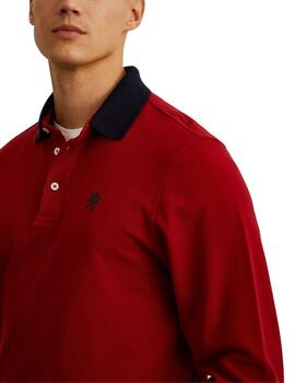 Polo Lion of Porches de manga larga granate para hombre
