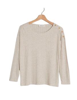 Camiseta Indi & Cold de canalé con manga larga para mujer