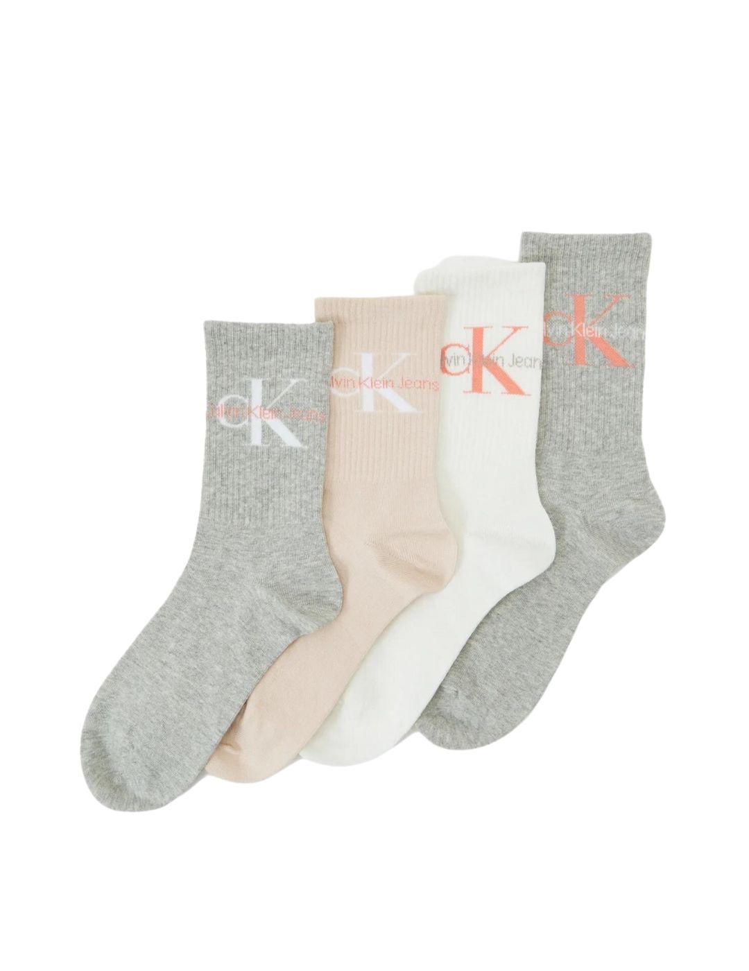 Pack de 4 calcetines Calvin Klein con logotipo Ck para mujer