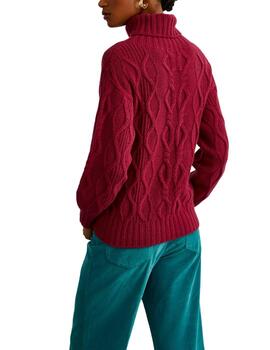 Lion of Porches jersey de cuello vuelto rosa oscur