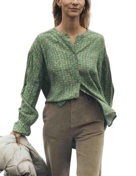 Indi & Cold camisa cuello mao verde con estampados