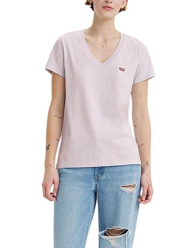 Camiseta Levi's® The Perfect V-Neck Tee Mauve Chalk de mujer