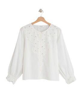 Camisa Indi & Cold con bordados recortados blanca de mujer