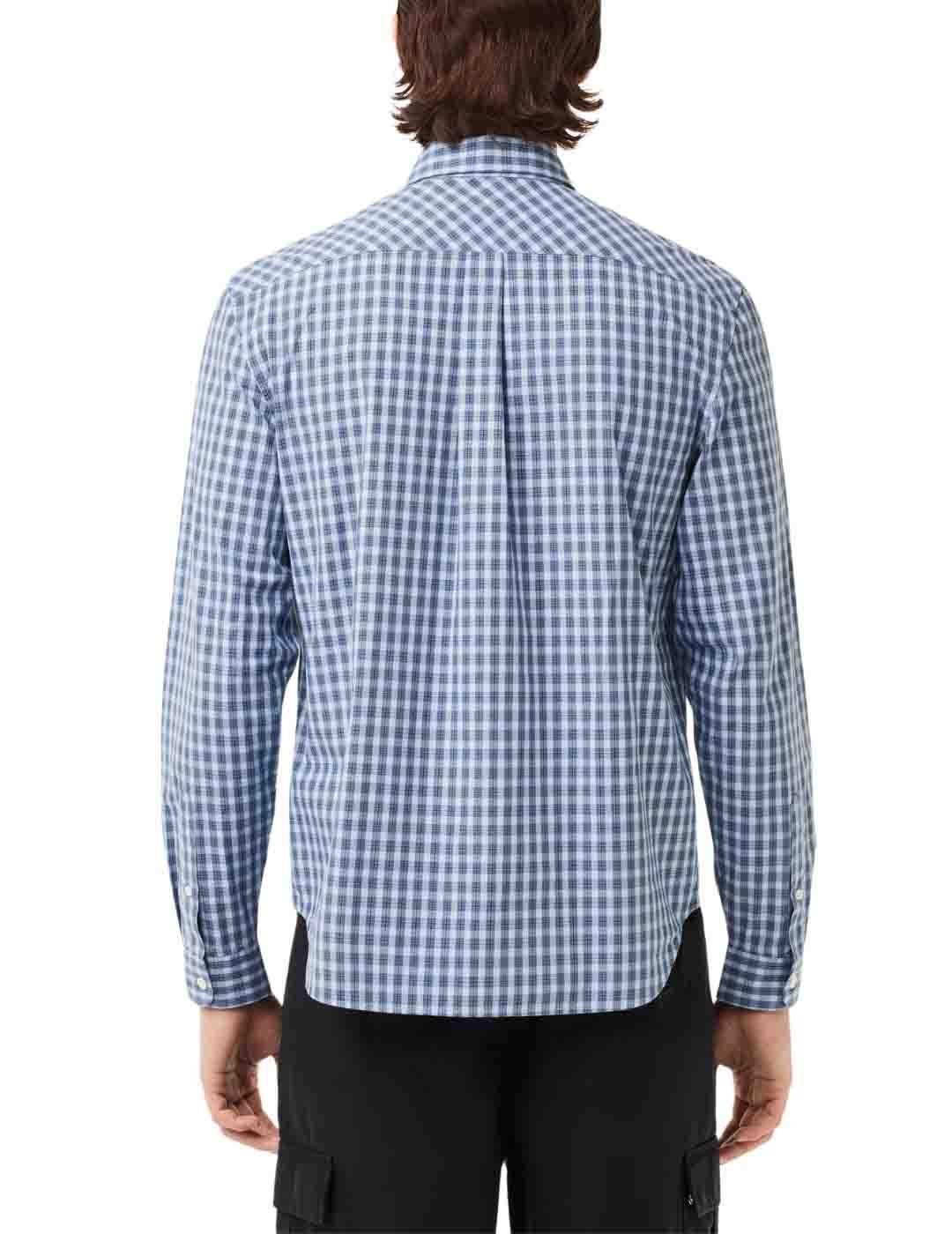 Camisa Lacoste de popelin con estampado a cuadros de hombre