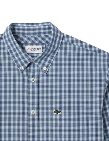 Camisa Lacoste de popelin con estampado a cuadros de hombre