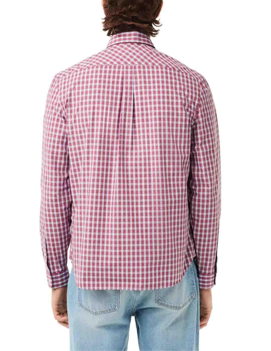 Camisa Lacoste de popelin con estampado a cuadros de hombre