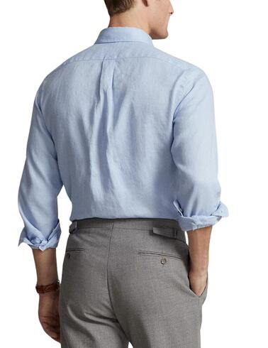 Camisa Polo Ralph Lauren lino manga larga slim fit de hombre