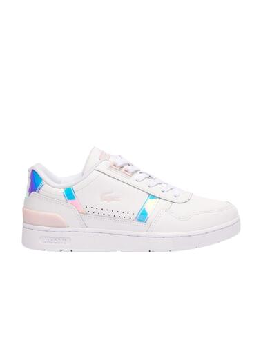 Zapatillas Lacoste T-Clip en piel con detalles en pastel