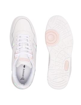 Zapatillas Lacoste T-Clip en piel con detalles en pastel