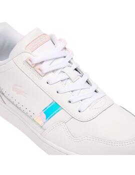 Zapatillas Lacoste T-Clip en piel con detalles en pastel