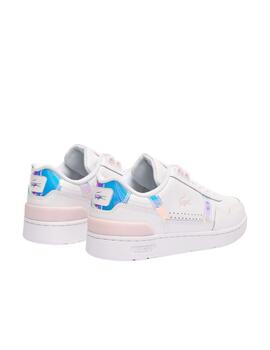 Zapatillas Lacoste T-Clip en piel con detalles en pastel