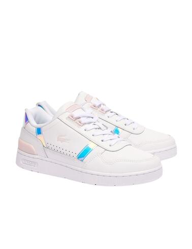 Zapatillas Lacoste T-Clip en piel con detalles en pastel