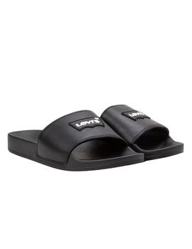 Chanclas  Levi's® June Batwing Pach negras de mujer