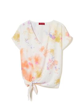 Top Lion of Porches estampada tie-dye con escote en V