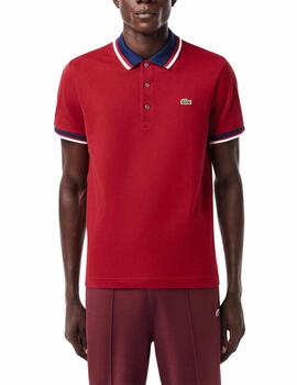 Polo Lacoste regular fit con cuello a contraste de hombre